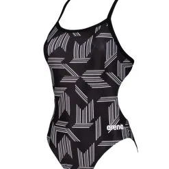 Arena Girl's Puzzled Challenge Back One Piece -Women Sales Store ArenaPuzzledChallengeBlack