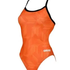Arena Girl's Puzzled Challenge Back One Piece -Women Sales Store ArenaPuzzledChallengeBlackOrange