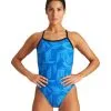 Arena Girl's Puzzled Challenge Back One Piece 2 Arena Girl's Puzzled Challenge Back One Piece -Women Sales Store ArenaPuzzledChallengeBlackRoyal
