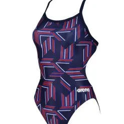 Arena Girl's Puzzled Challenge Back One Piece -Women Sales Store ArenaPuzzledChallengeNavyRed