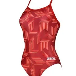 Arena Girl's Puzzled Light Drop Back One Piece -Women Sales Store ArenaPuzzledLightDropRed