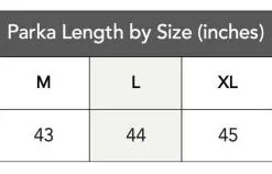 Arena Team Parka (Solids) -Women Sales Store ArenaTeamParkaSizeChart2022