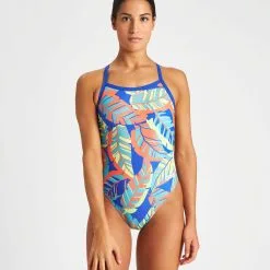 Arena Girl's Tropicals Challange Back One Piece -Women Sales Store ArenaTropicalsChallengeBackNeonBlue