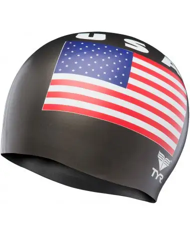 TYR USA Silicone Swim Cap 4 TYR USA Silicone Swim Cap - Image 2