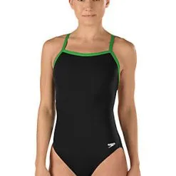 Speedo Women's Endurance+ Solid Flyback -Women Sales Store Solid Flyback BlackGreen