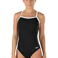 Speedo Women's Endurance+ Solid Flyback -Women Sales Store Solid Flyback BlackWhite