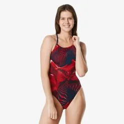 Speedo Girl's Fusion Vibe CrossBack Onepiece Swimsuit -Women Sales Store SpeedoFusionVibeCrossBackRWB