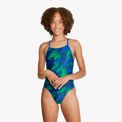 Speedo Girl's Natural Wonder CrossBack Onepiece Swimsuit -Women Sales Store SpeedoNaturalWonderCrossbackBlueGreen