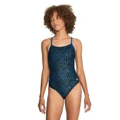 Speedo Girl's Race Maze Flyback Onepiece Swimsuit 11 Speedo Girl's Race Maze Flyback Onepiece Swimsuit -Women Sales Store SpeedoRaceMazeFlybackBlue