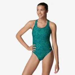 Speedo Girl's Race Maze Super Proback Onepiece Swimsuit -Women Sales Store SpeedoRaceMazeProbackBlueGreen