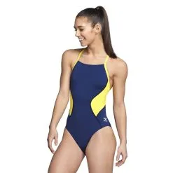 Speedo Girl's Spark Splice Crossback Swimsuit 21 Speedo Girl's Spark Splice Crossback Swimsuit -Women Sales Store SpeedoSparkSpliceCrossbackOnepieceNavyGold