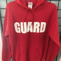 Red Gildan Guard Hooded Sweatshirt